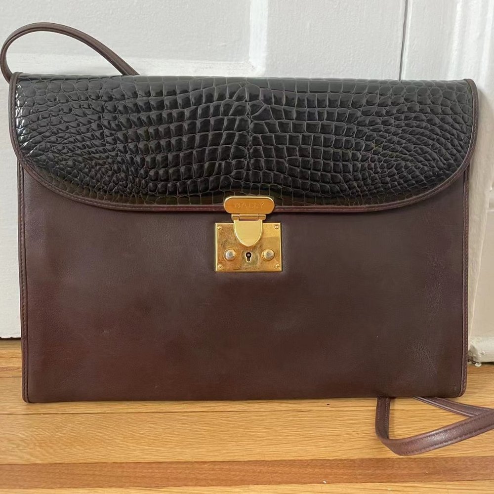 vintage authentic Bally brown leather multifunction bag